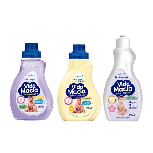 Kit Cuidado Completo para Roupas Vida Macia – Limpeza, Maciez e Remoção de Manchas