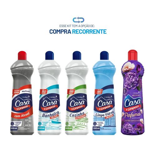 Kit Econômico Casa & Limpeza - Multiusos, Limpa Vidros, Banheiro e Cozinha