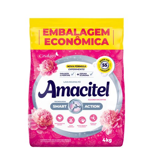 Lava Roupas Pó Amacitel Alegres Encantos 4kg